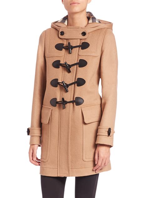 burberry brit hooded wool duffle coat|burberry full length trench coat.